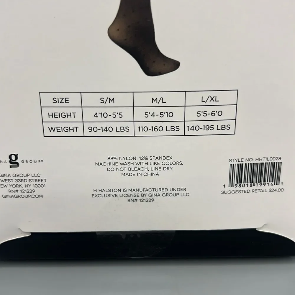 H Halston Black Swiss Dot Tights 1X/2X NWT